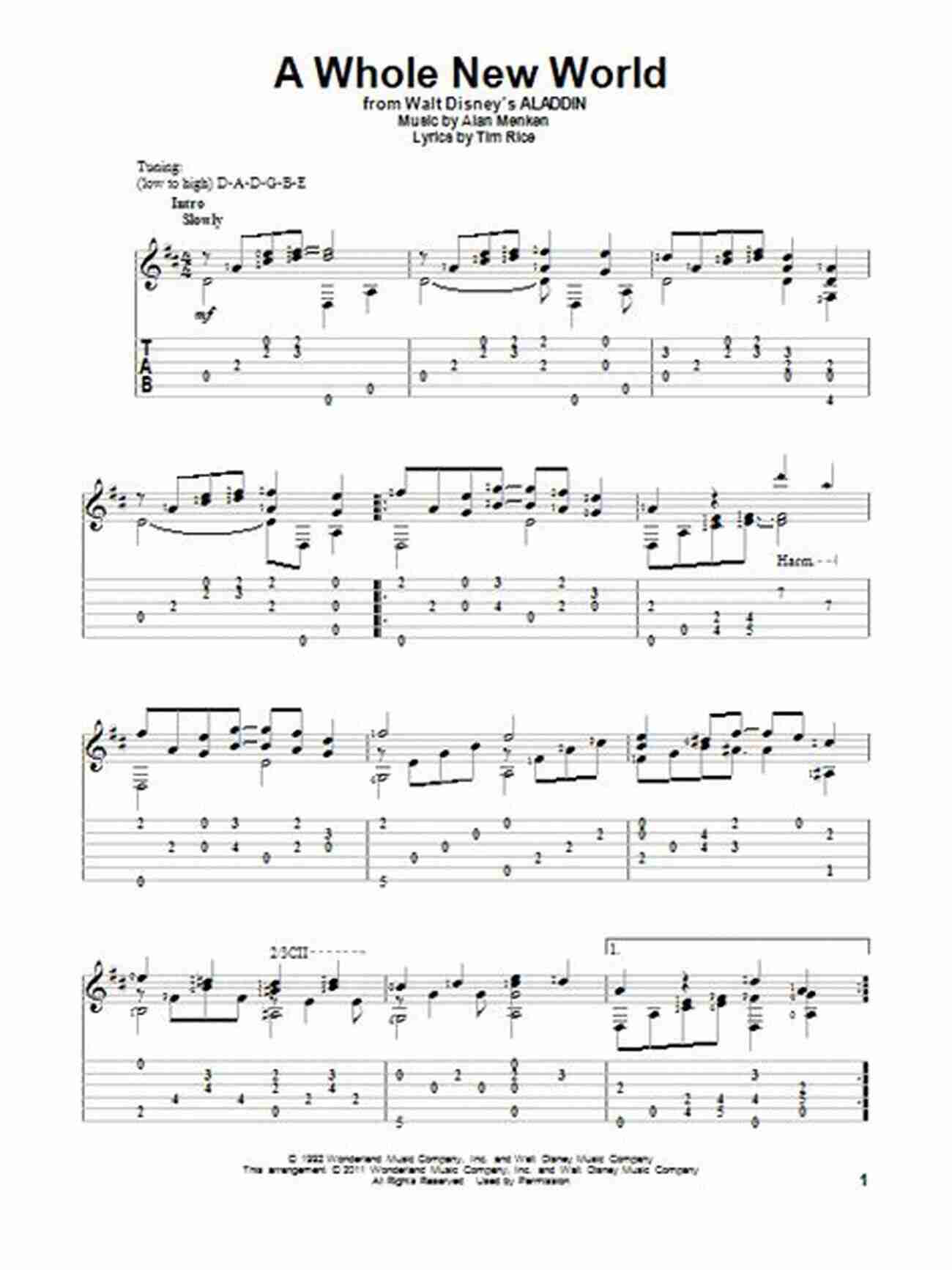 Chords For A Whole New World On Solo Guitar Disney Songs Beginning Solo Guitar: 15 Songs Arranged For Beginning Chord Melody Style In Standard Notation And Tablature