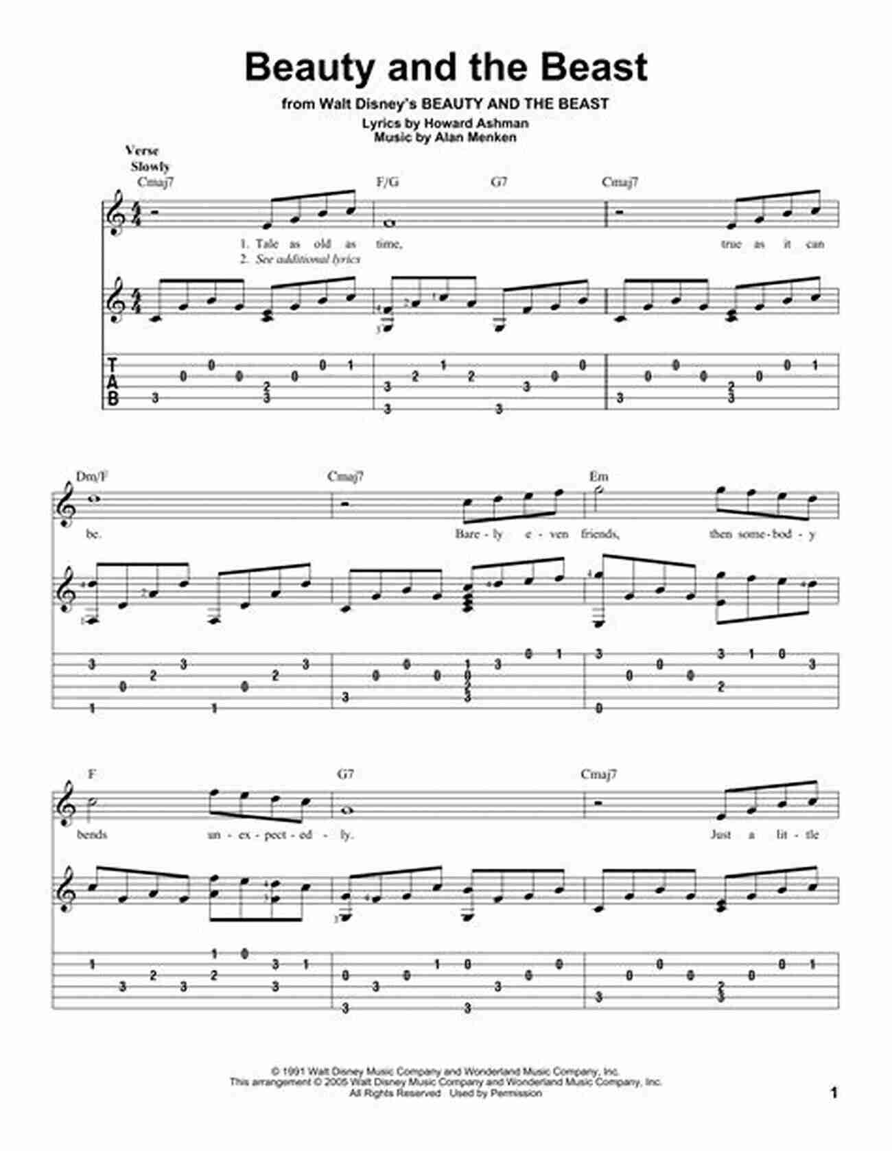 Chords For Beauty And The Beast On Solo Guitar Disney Songs Beginning Solo Guitar: 15 Songs Arranged For Beginning Chord Melody Style In Standard Notation And Tablature