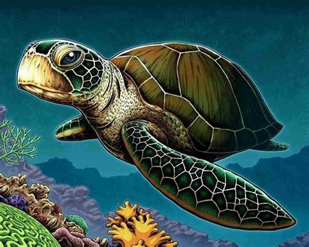 Illustration Of A Sea Turtle Gliding Through The Water Coral Reef Animals For Kids: Habitat Facts Photos And Fun Children S Oceanography Edition