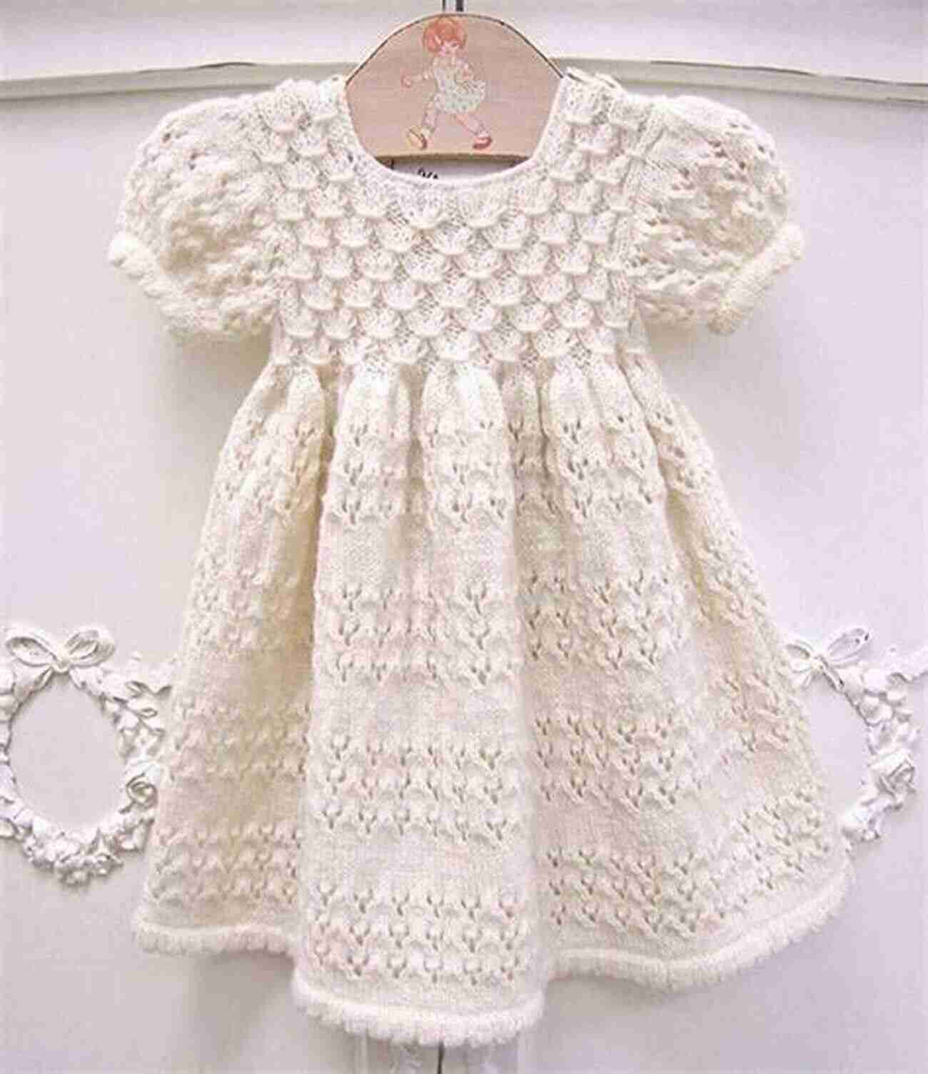 Knitted Baby Dress In Pastel Colors With Intricate Lace Pattern Knit A Monster Nursery: Practical And Playful Knitted Baby Patterns