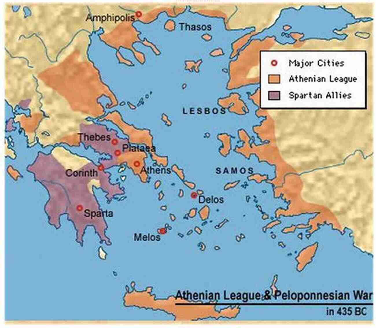 Map Depicting The Territories Of Athens And Sparta Before The Peloponnesian War Peloponnesian War: The Complete History Of The Peloponnesian War And Its Aftermath From The Primary Sources