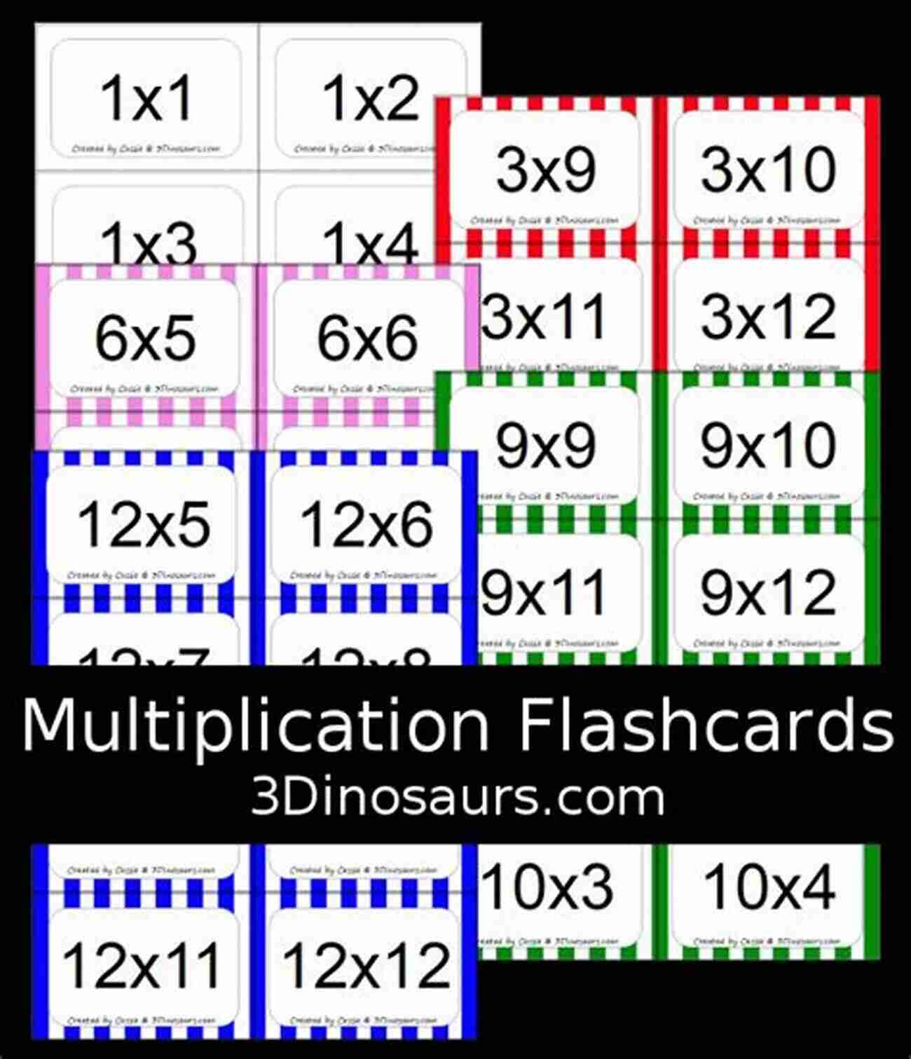 Multiplication Flash Cards Featuring Various Dinosaur Species Dinosaur Multiplication Flash Cards Fun Facts: 1 (Maths Dinosaur Books)