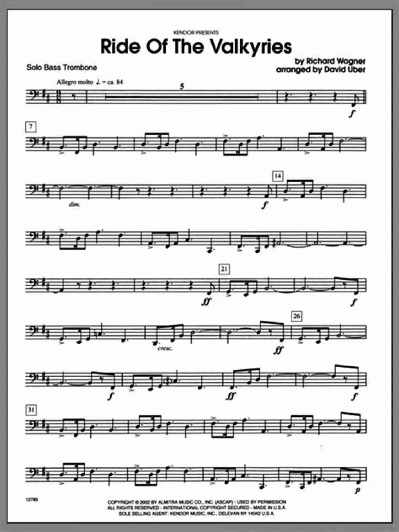 Sheet Music For Ride Of The Valkyries By Wagner Classical Solos Famous Themes For Trombone