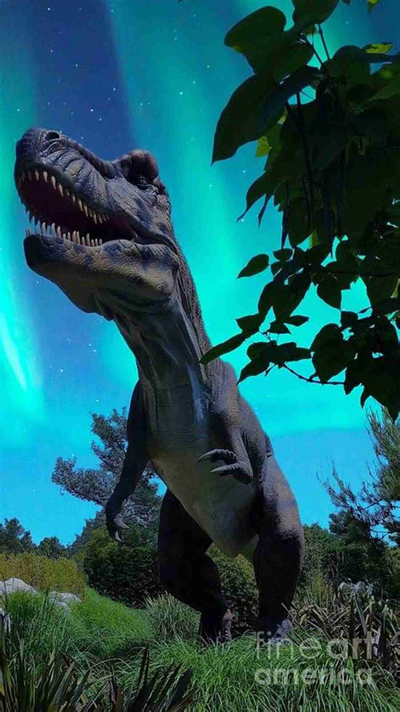 Stunning Reconstruction Of Dinosaurs Under The Mesmerizing Aurora Borealis Dinosaurs Under The Aurora (Life Of The Past)