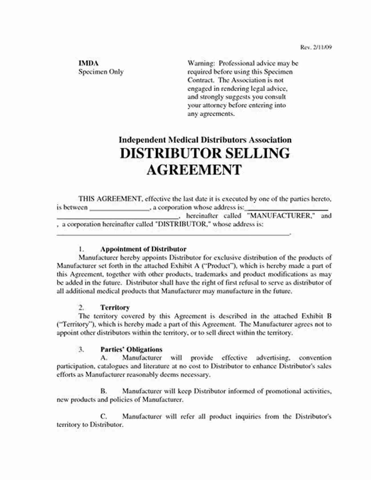 Distributor Agreement Distributor Agreement: Exclusive/Non Exclusive Rights