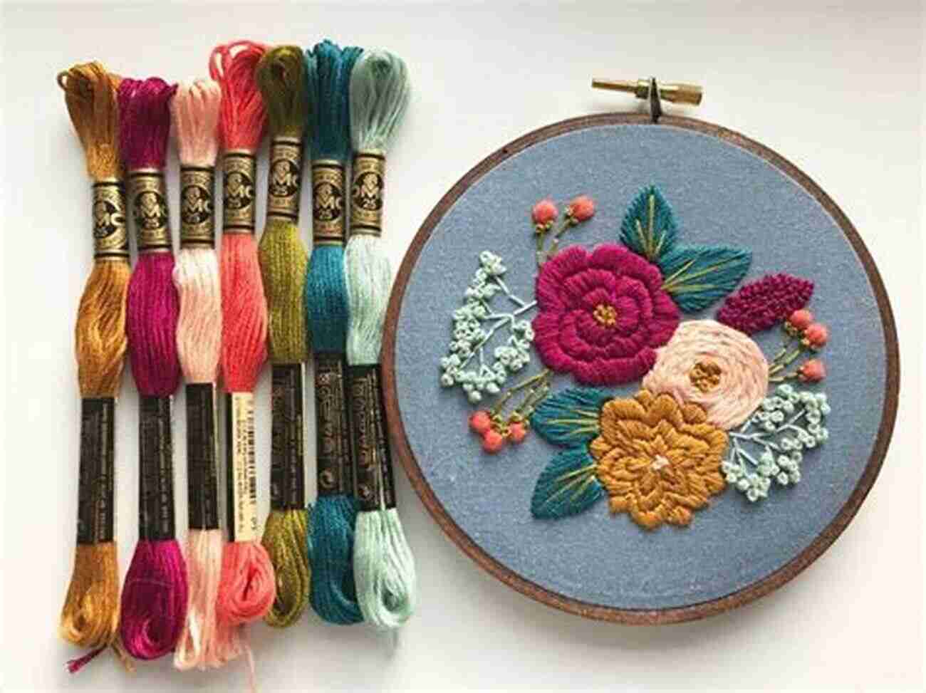 Hand Embroidery Hoop With Colorful Threads Hand Embroidery Patterns Kathy Doughty