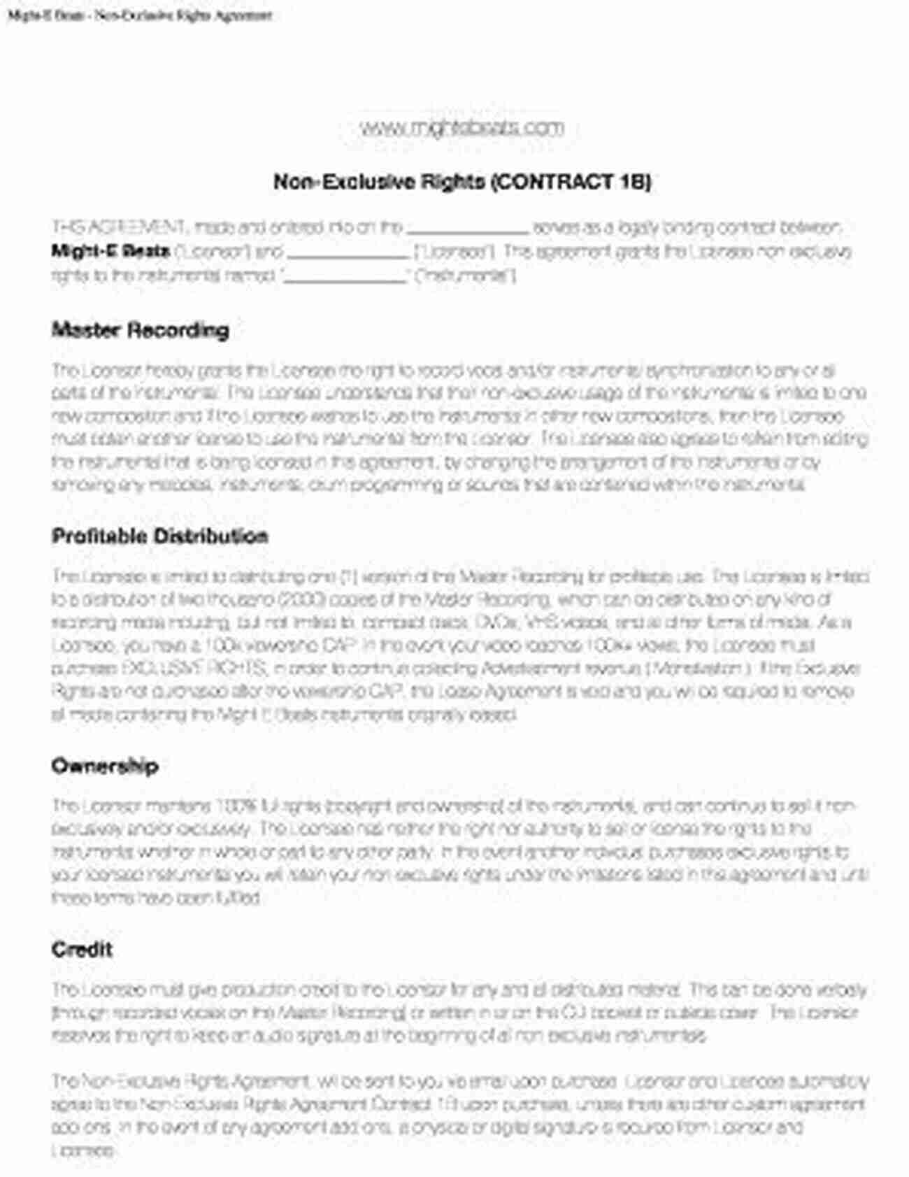 Non Exclusive Rights Distributor Agreement: Exclusive/Non Exclusive Rights